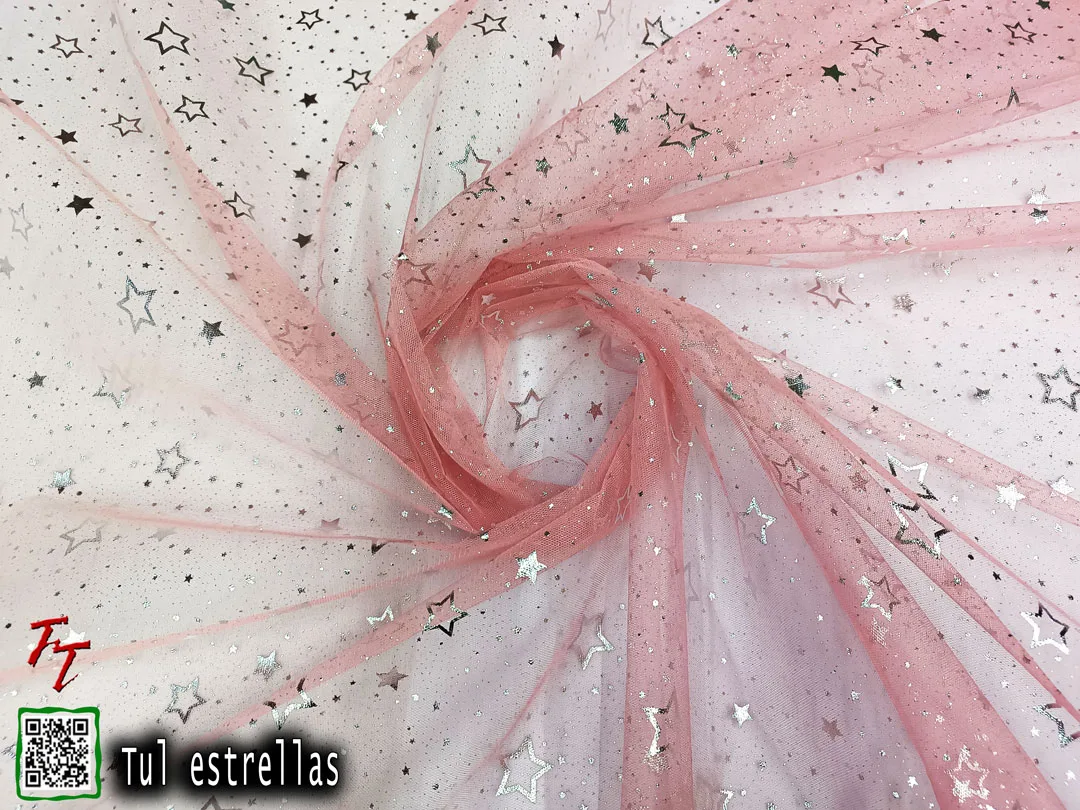 Tul gliter estrellas | Palo de rosa