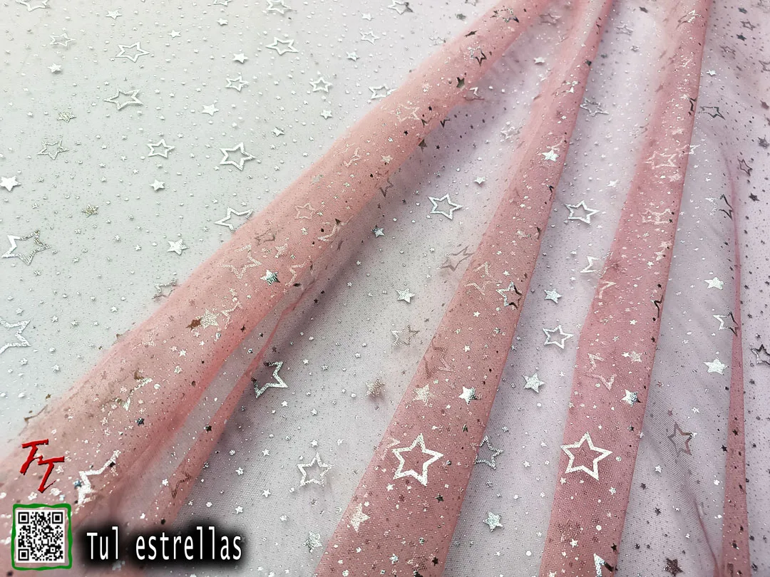 Tul gliter estrellas | Palo de rosa