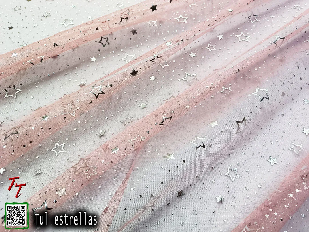 Tul gliter estrellas | Palo de rosa