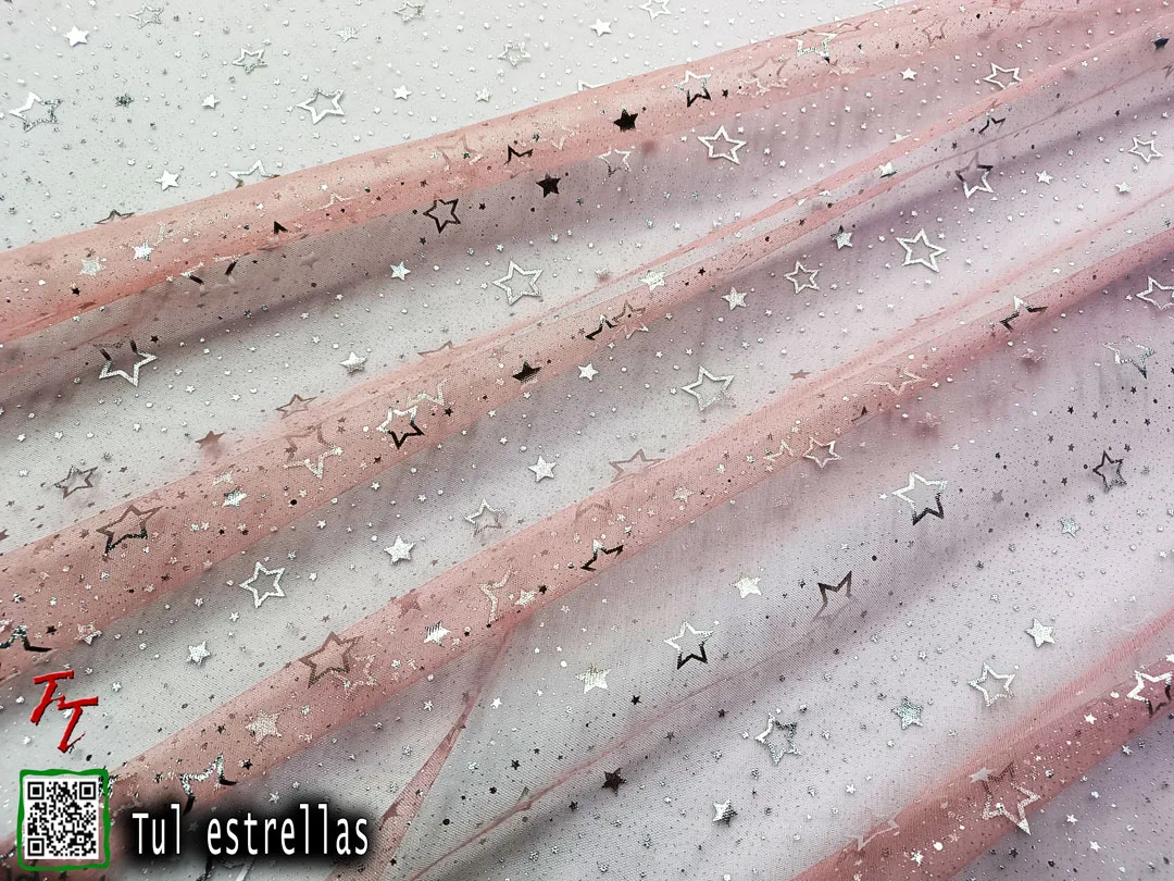 Tul gliter estrellas | Palo de rosa