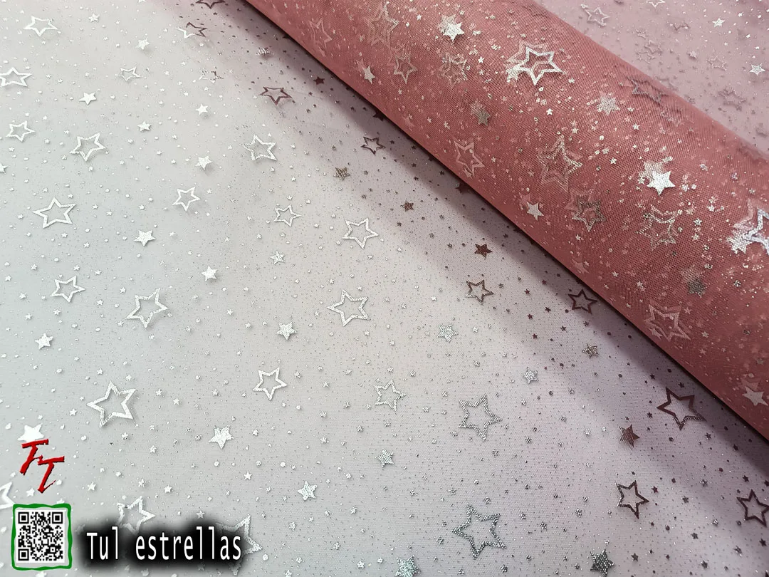 Tul gliter estrellas | Palo de rosa