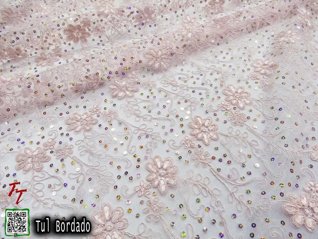 Tul Bordado Flores #1 | Blush