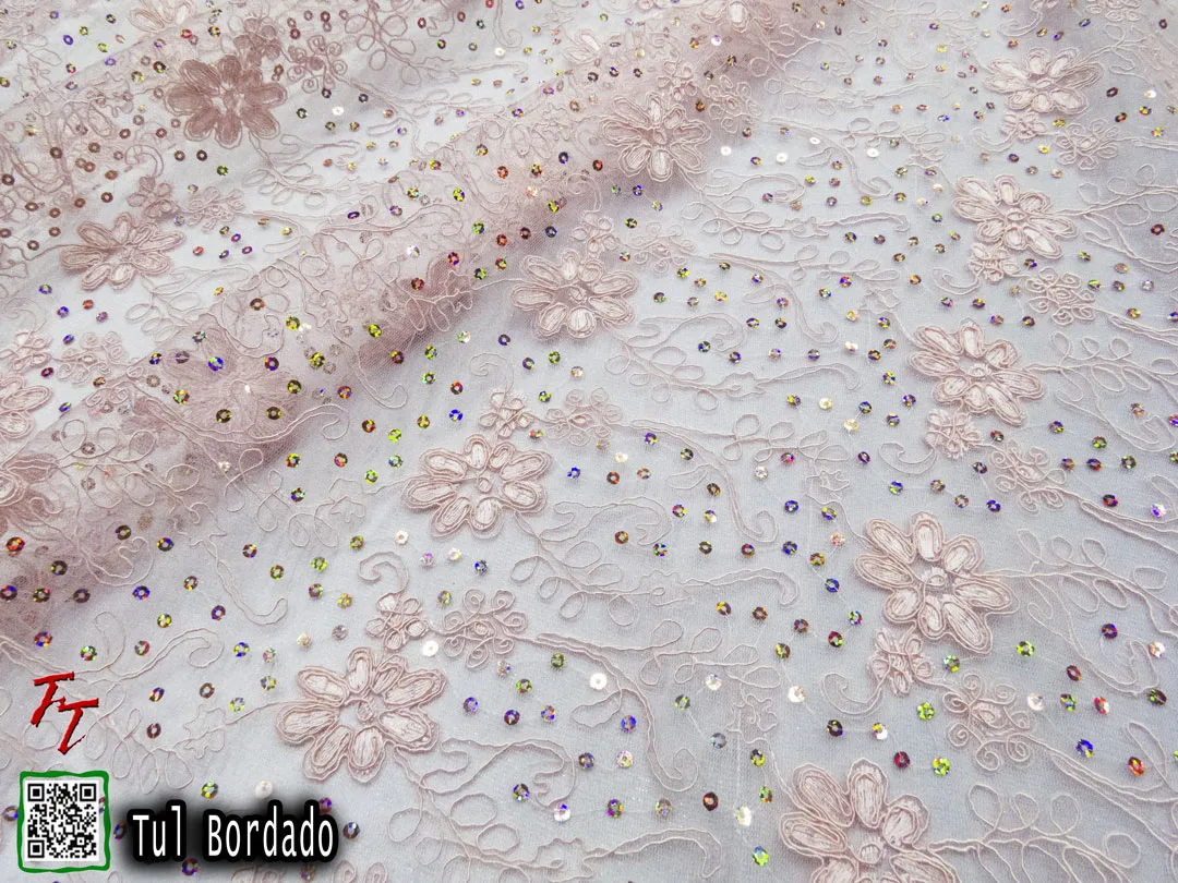 Tul Bordado Flores #1 | Blush