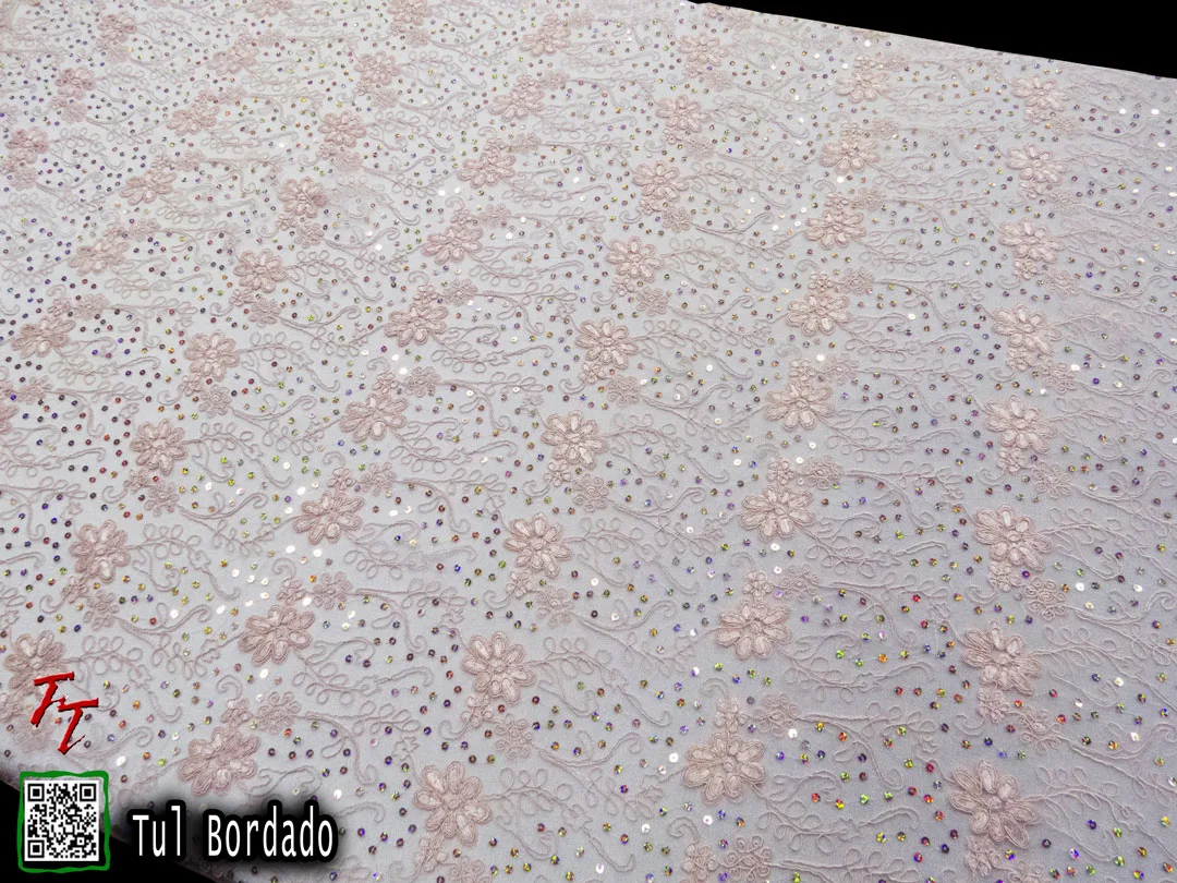 Tul Bordado Flores #1 | Blush